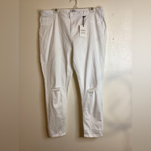Darcy By Dorothy Perkins NWT Women’s Size 16 White Jeans Distressed - Picture 1 of 10